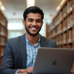 Smiling student learning computer course at Arth Institute in Delhi