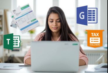 Student studying E accounting course at computer training institute in Delhi