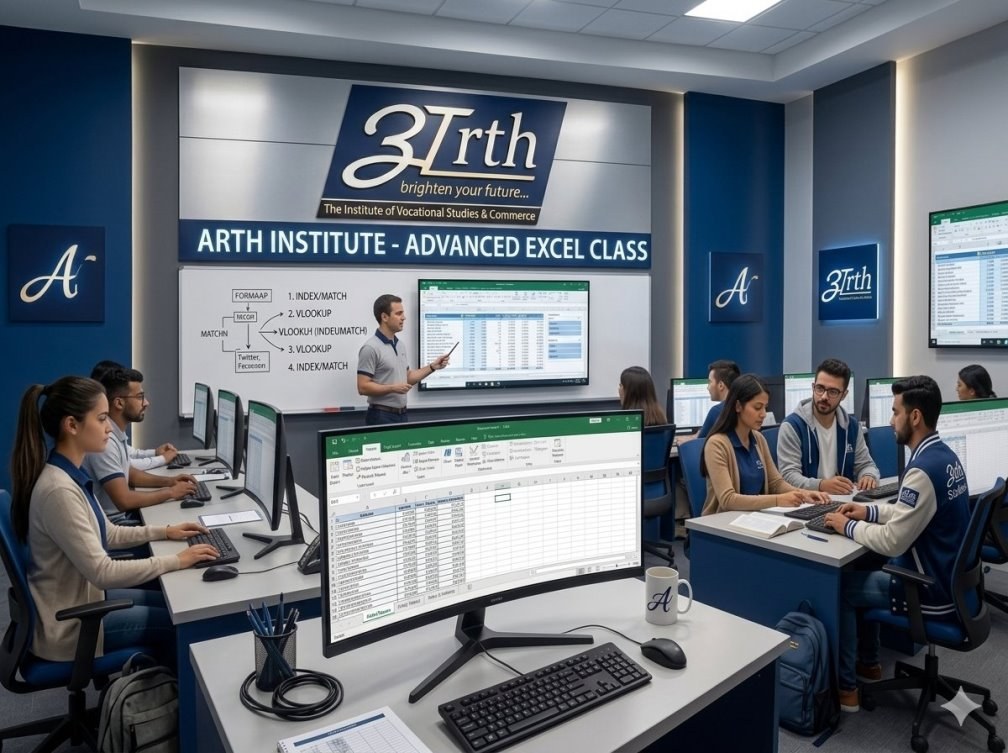 Instructor taking Advanced Excel Class in Saket at Arth institute