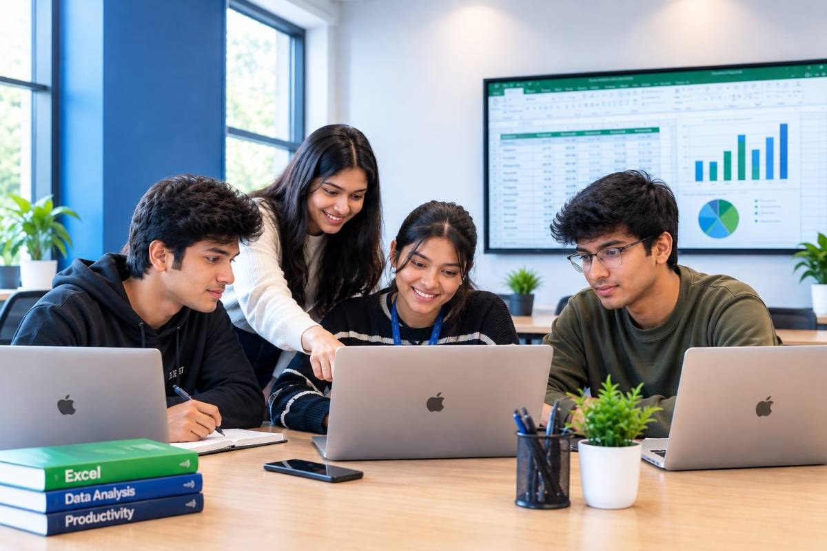 Students learning together at Arth Institute in Durgapuri.