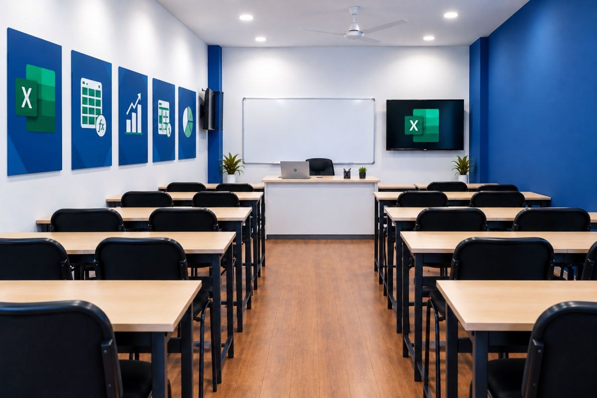 Modern classroom at Arth Institute in Durgapuri.