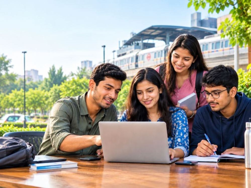 “Students collaborating on practical digital marketing training near Saket metro”