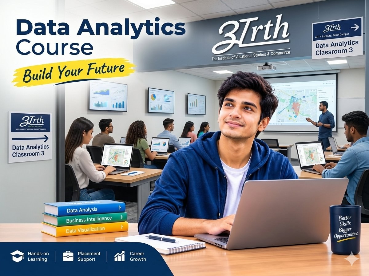 Students attending a professional data analytics course in Saket.